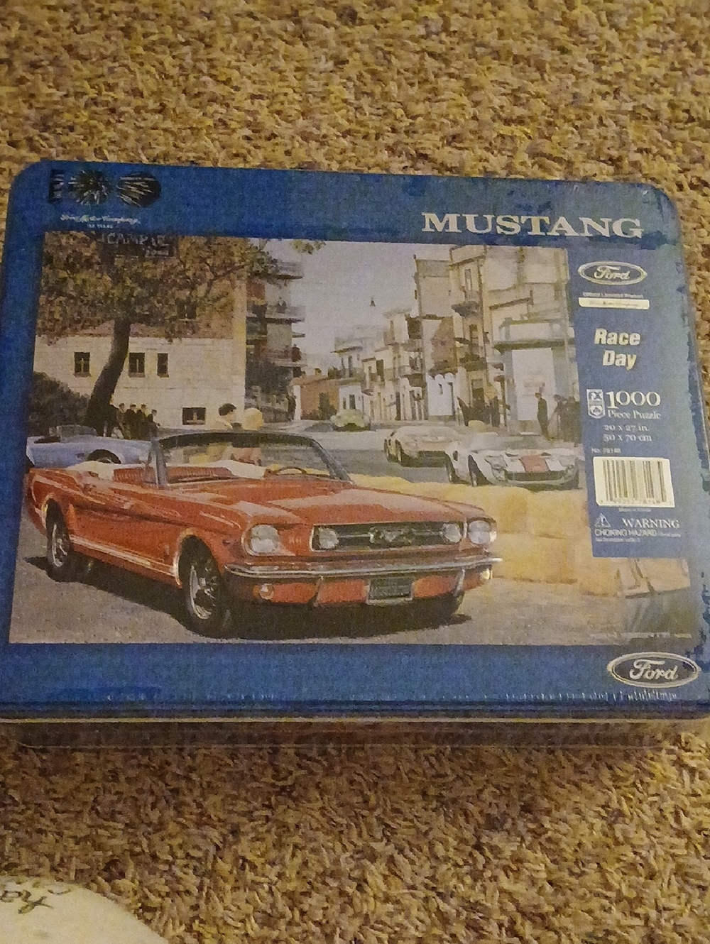 Ford Mustang Puzzle - Red Convertible with Blue Frame